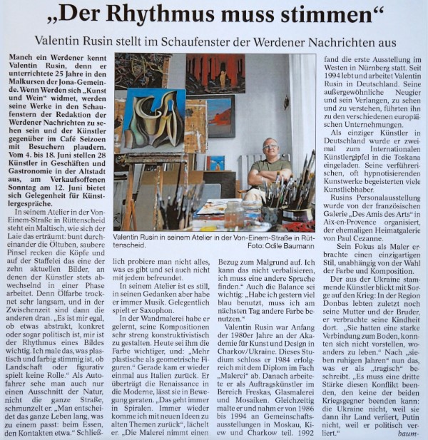 Zeitungsartikel über Valentin Rusin